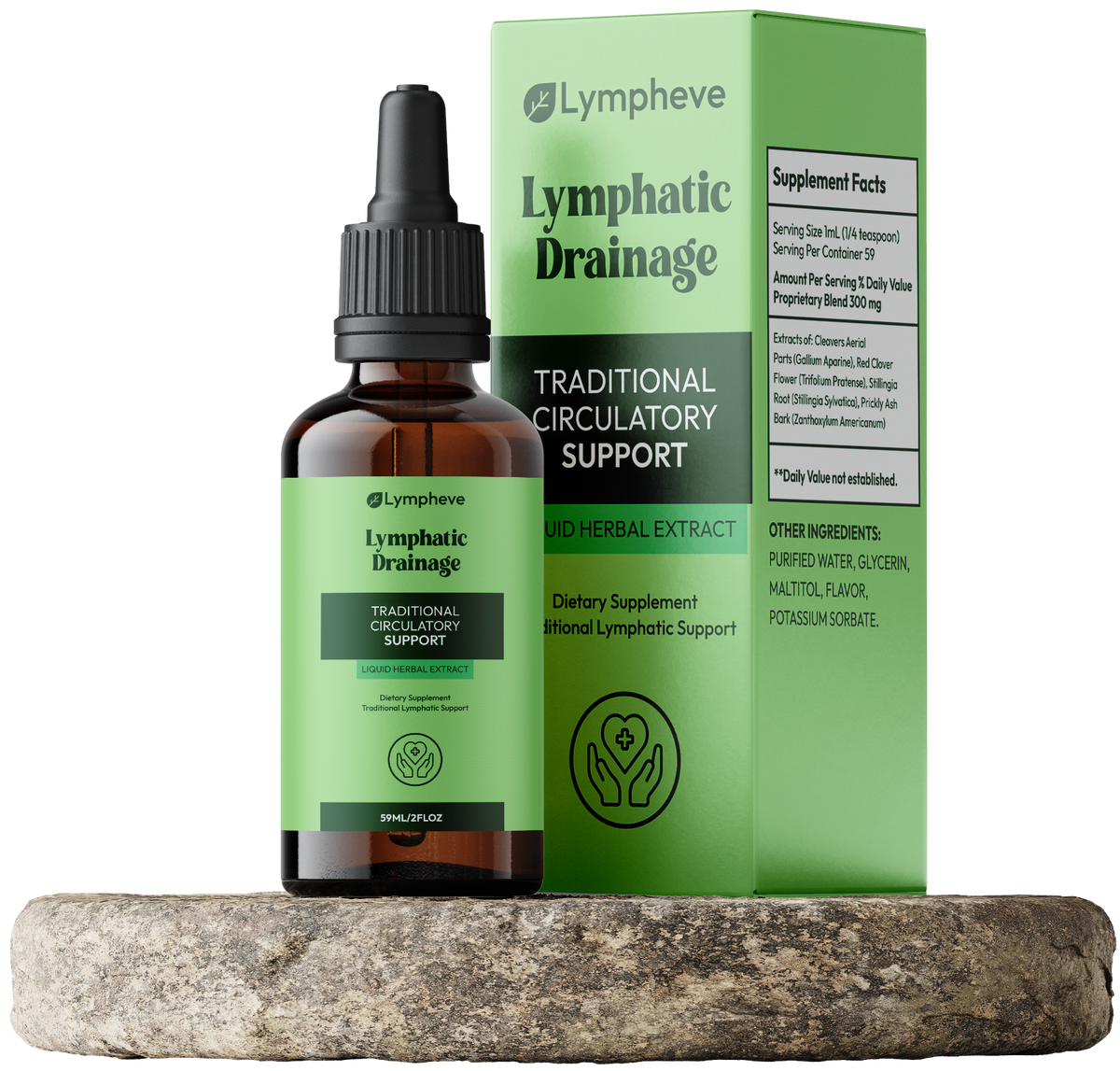Lympheve lymphatic drainage drops bottle beside its box
